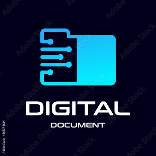 Digital folder vector logo template. Graphic with technology style and suitable for internet business.