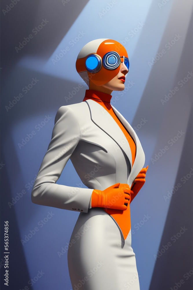 Retro futuristic business suit for women. Concept art for fashion ...