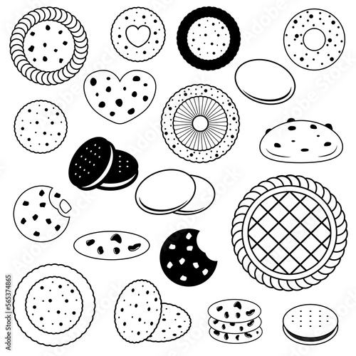 Set of cookies line art