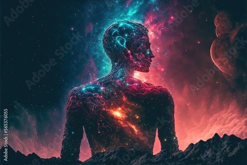 Psychedelic Human Art, Landscape Wallpaper, Galaxy and Stars 4K photo