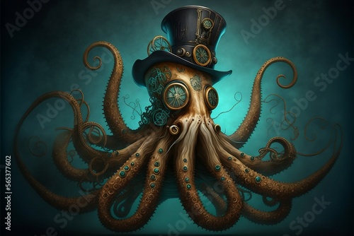 Obraz na płótnie Steampunk octopus - illustration