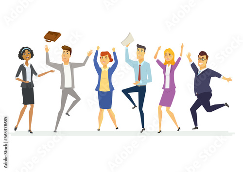 Happy business team - cartoon people character illustration