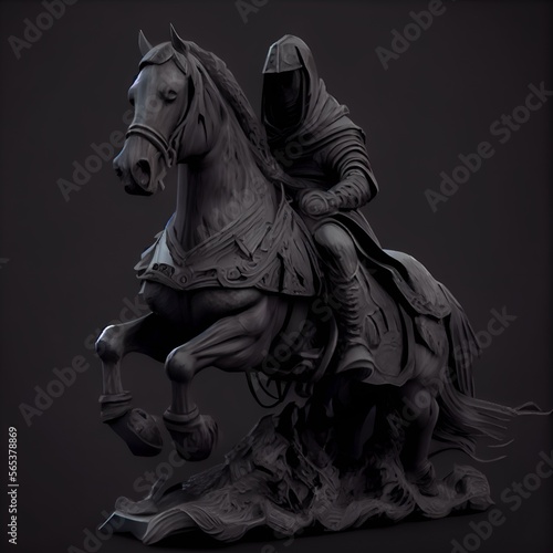 Dark statue of a horseman Dunkle Statue eines Reiters