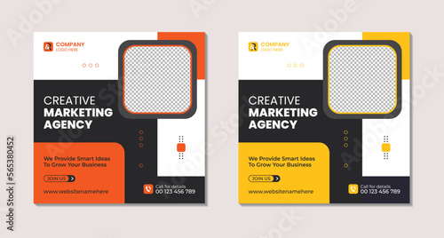 Creative marketing agency social media post and banner template