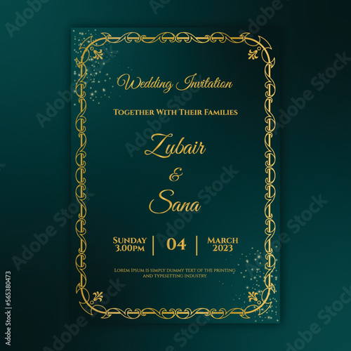 luxury wedding invitation - Gold and Green Invitation