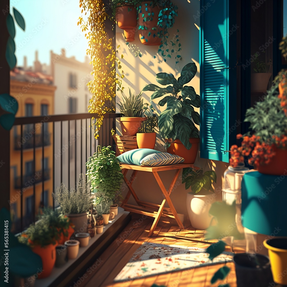 Green balcony, plant decor, balcony garden, balcony greenery, balcony