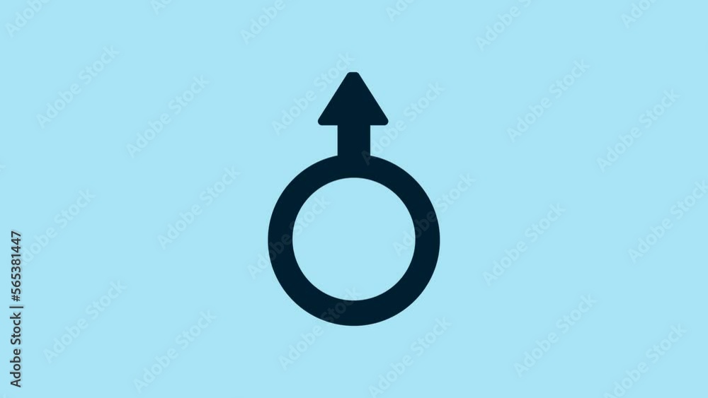 Blue Male gender symbol icon isolated on blue background. 4K Video motion graphic animation Blue Male gender symbol icon isolated on blue background. 4K Video motion graphic animation