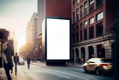 Generative AI illustration of a white billboard, Mock up blank space