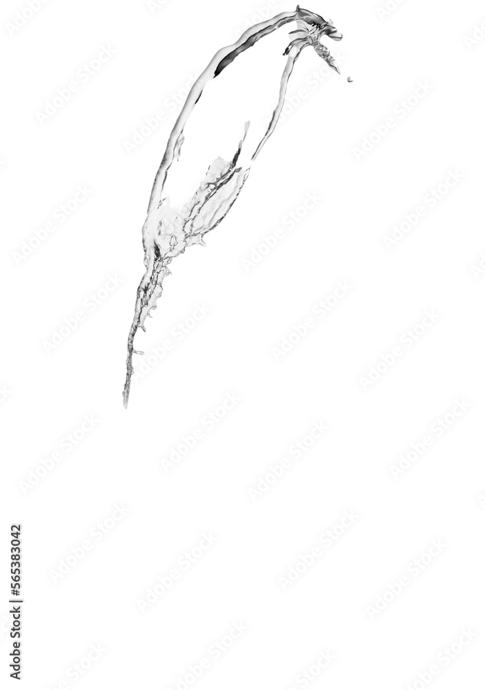 Transparent clear water splash with drops isolated on white background Transparent clear water splash with drops isolated on white background
