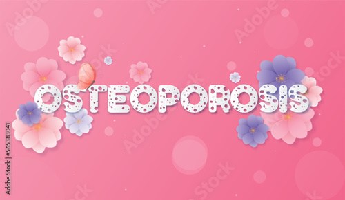 Abstract floral of osteoporosis. The concept for hospital and research in papercut style.A horizontal format design ideal for a web banner or greeting card.