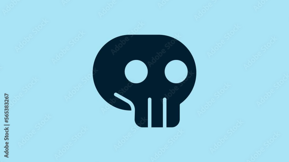 Blue Skull icon isolated on blue background. 4K Video motion graphic animation Blue Skull icon isolated on blue background. 4K Video motion graphic animation