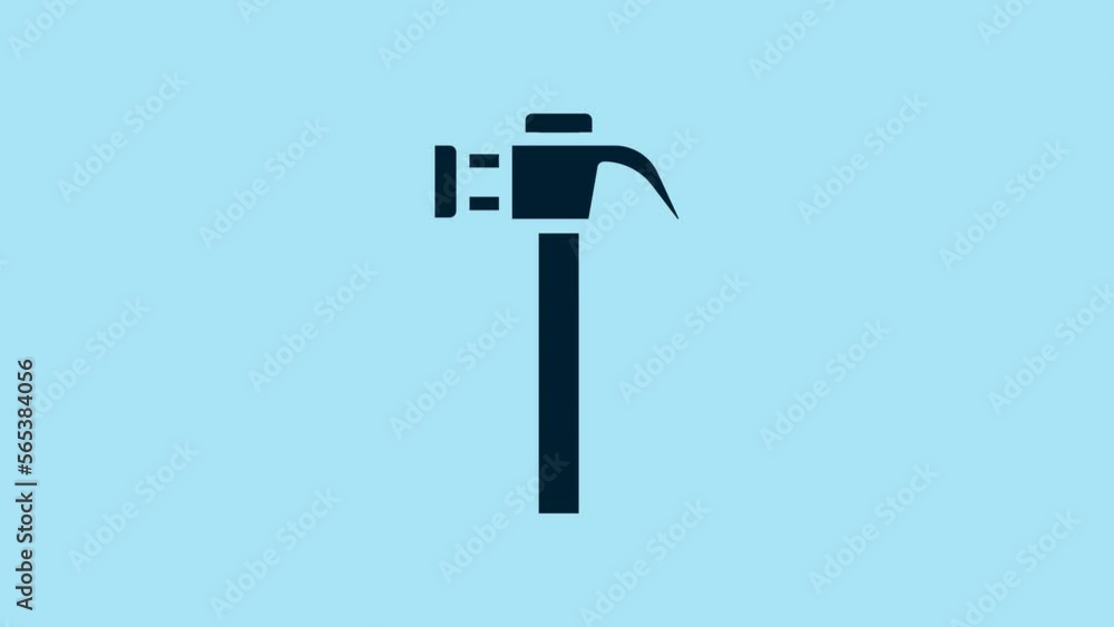 Blue Hammer icon isolated on blue background. Tool for repair. 4K Video motion graphic animation Blue Hammer icon isolated on blue background. Tool for repair. 4K Video motion graphic animation