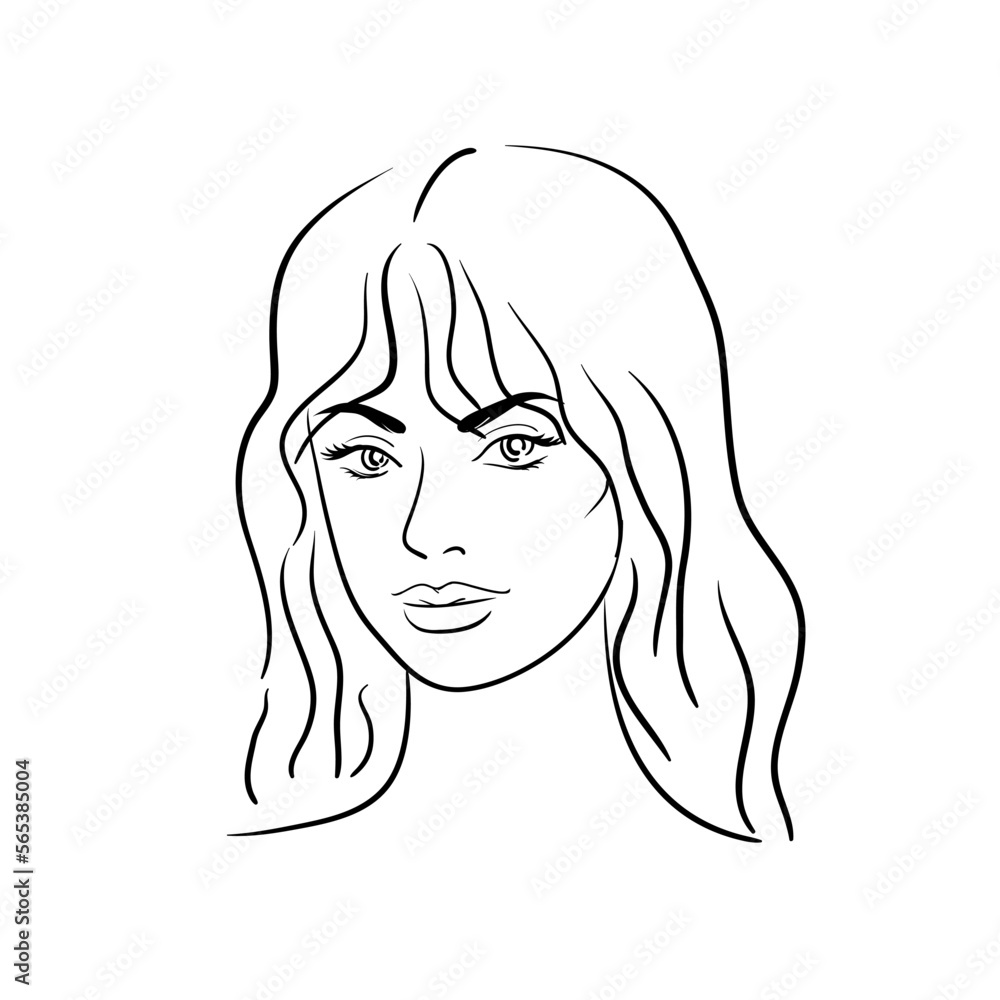 Young woman face with lush eyelashes. Beautiful girl face on a white background. Vector illustration. Glamour fashion beauty woman face illustration,eyelash extension. Young woman face with lush eyelashes. Beautiful girl face on a white background. Vector illustration. Glamour fashion beauty woman face illustration,eyelash extension.