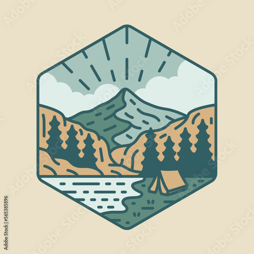 Camping and mountains graphic illustration vector art t-shirt design