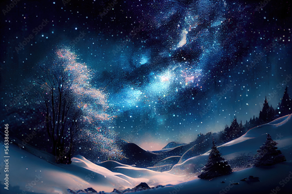 Starry winter night sky - By Generative AI Starry winter night sky - By Generative AI