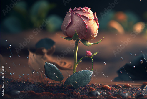 Rosa Rosada - Pink Rose Background buttom from the Rose - Generative AI photo