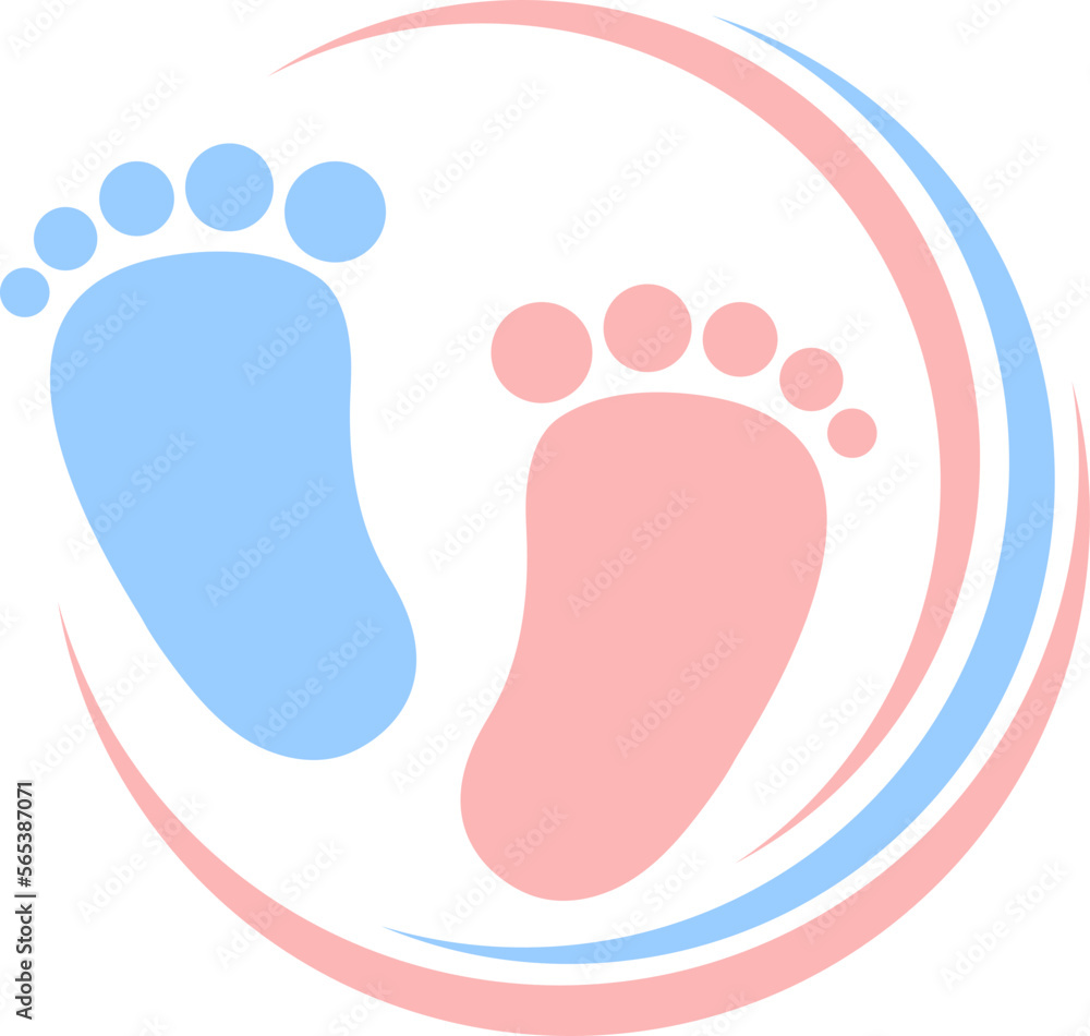 Baby-Fußabdruck rosa und blau, Baby Logo Baby-Fußabdruck rosa und blau, Baby Logo