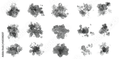 Bundle of watercolor splash brush freehand drawings. Ink splatters, grungy painted lines, artistic design elements. Vector paintbrush set.