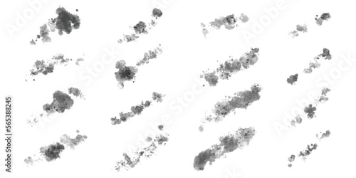 Bundle of watercolor splash brush freehand drawings. Ink splatters, grungy painted lines, artistic design elements. Vector paintbrush set.