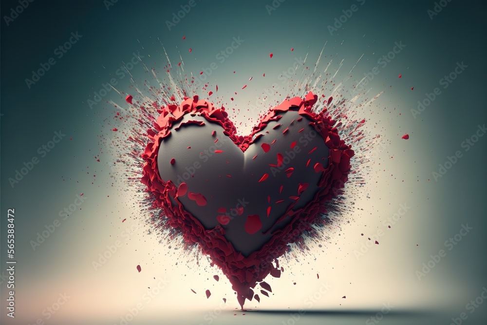 Valentine's Day exploding heart card. Generative AI