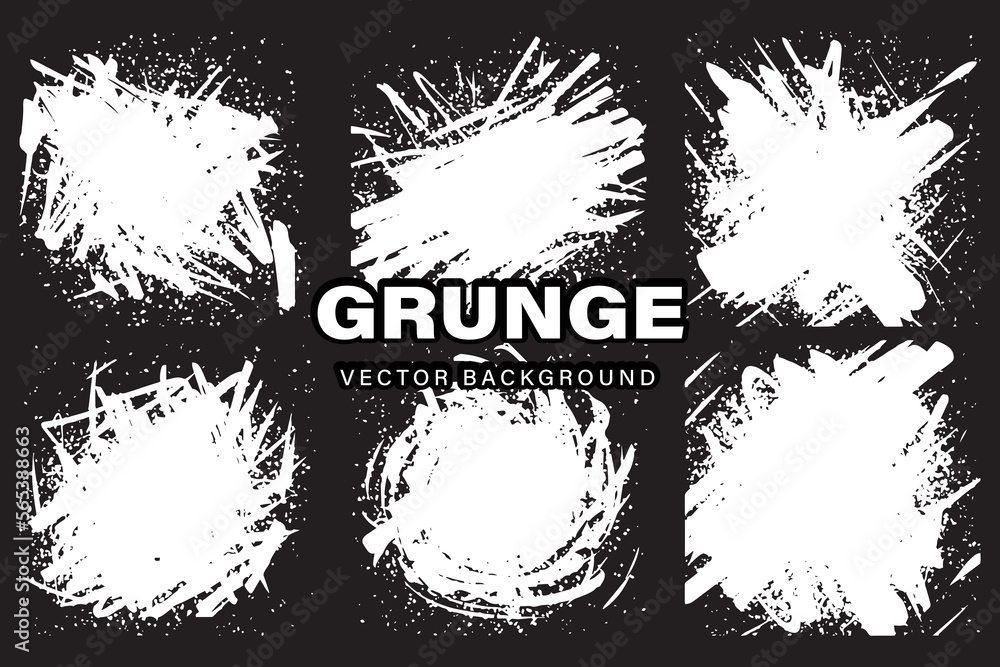 Set of overlay grunge vector background with dust and scratched textured effect.