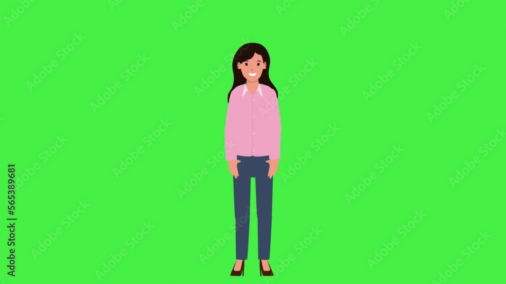 Girl Character Animation With Different Poses Green Screen Girl Character Animation With Different Poses Green Screen