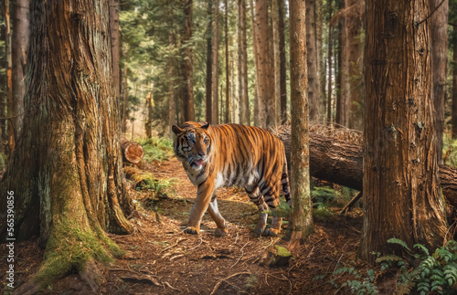 Royal Bengal Tiger in the dense forest of Bannerghatta in Karnataka, India