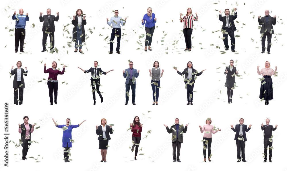 group of successful business people with money isolated group of successful business people with money isolated