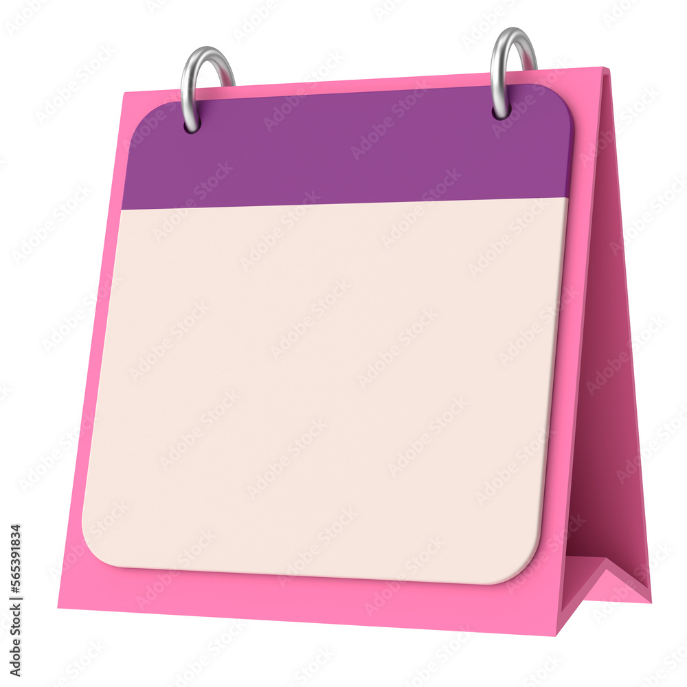 Empty calendar. 3D calendar. 3D illustration.