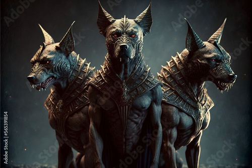 Three Demon Dogs Generative AI photo