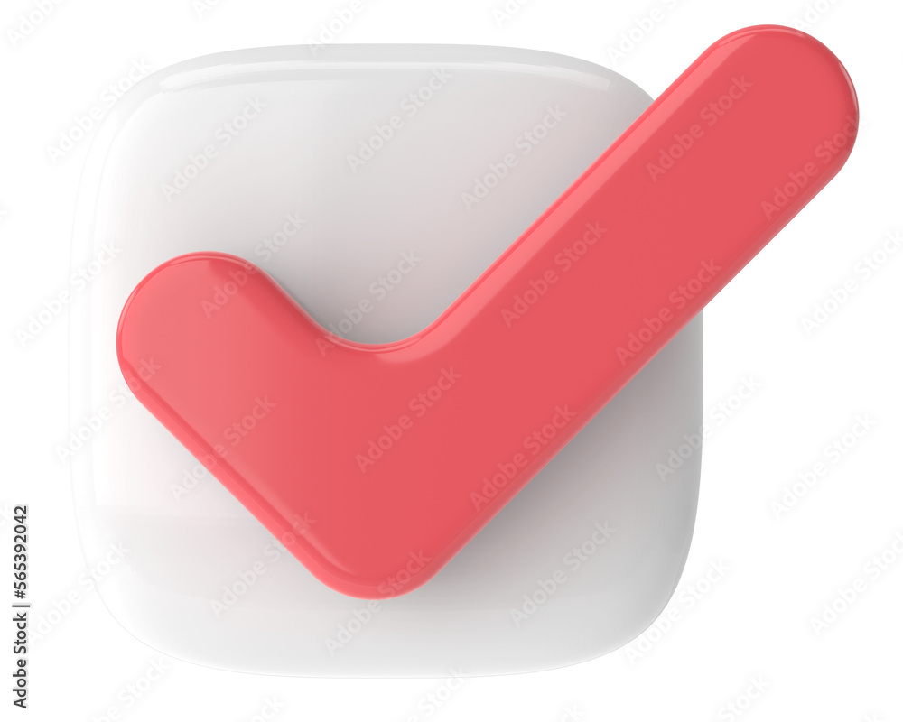 Check mark. Checkbox. 3D illustration. Check mark. Checkbox. 3D illustration.