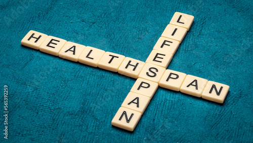 lifespan and healthspan crossword, health, age and longevity concept photo