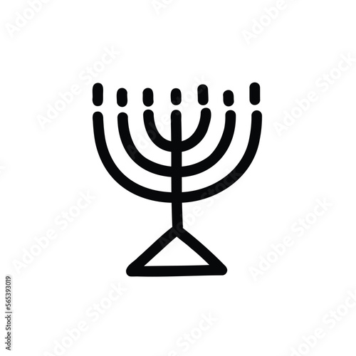 menorah doodle icon, vector color line illustration