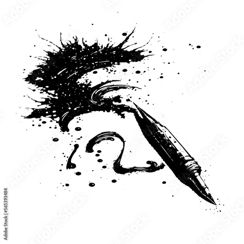 Pen in splashes black and white