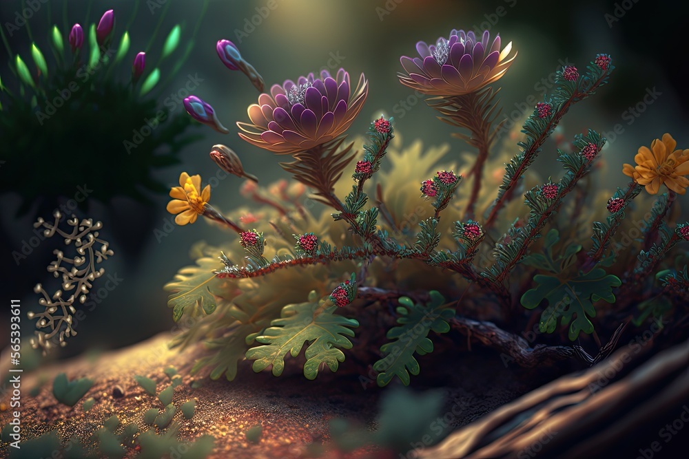 Magic forest fantasy flower nature background mystic glow light landscape Generative AI Illustration Magic forest fantasy flower nature background mystic glow light landscape Generative AI Illustration
