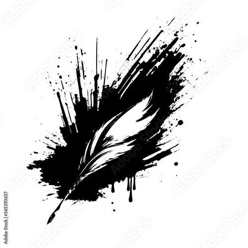 Pen in splashes black and white