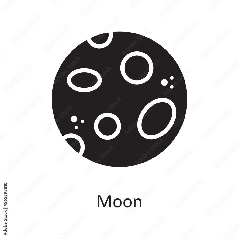 Moon Vector Solid Icon Design illustration. Space Symbol on White background EPS 10 File Moon Vector Solid Icon Design illustration. Space Symbol on White background EPS 10 File