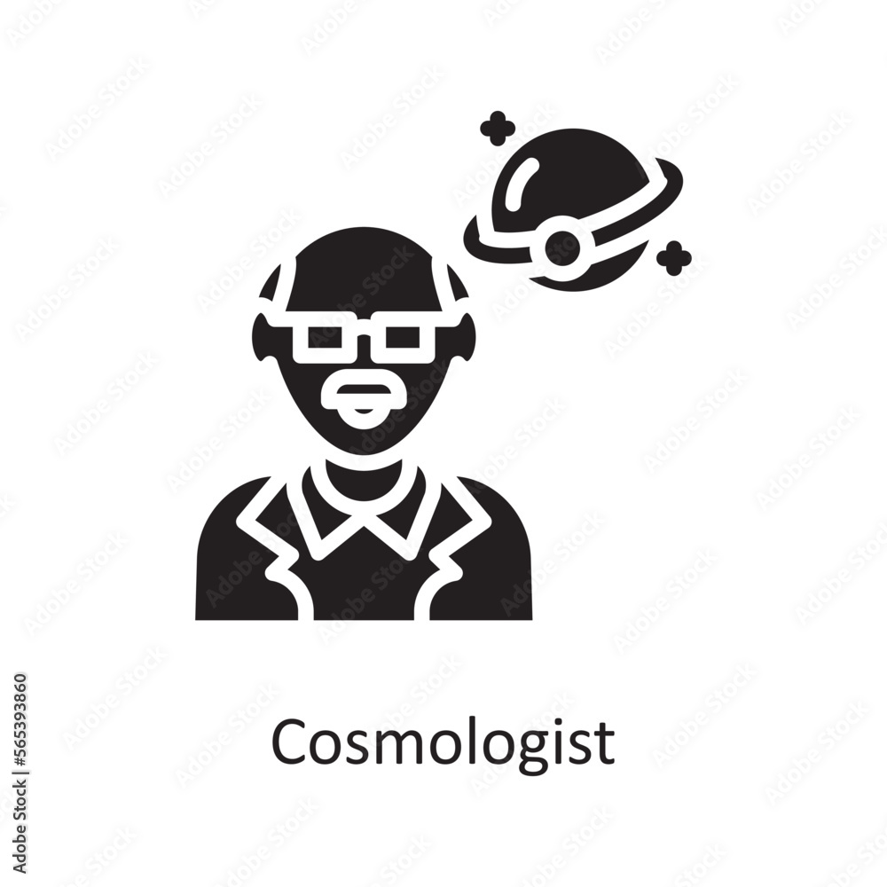 Cosmologist Vector Solid Icon Design illustration. Space Symbol on White background EPS 10 File