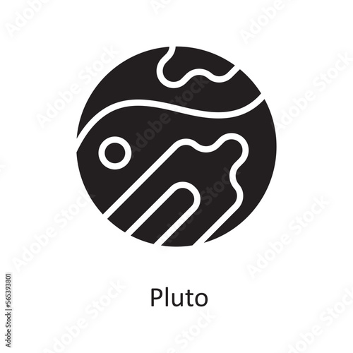 Pluto Vector Solid Icon Design illustration. Space Symbol on White background EPS 10 File