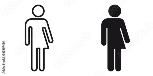 ofvs312 OutlineFilledVectorSign ofvs - gender neutral restroom vector icon . toilet unisex . woman man sign . isolated transparent . black outline and filled version . AI 10 / EPS 10 / PNG . g11652 photo