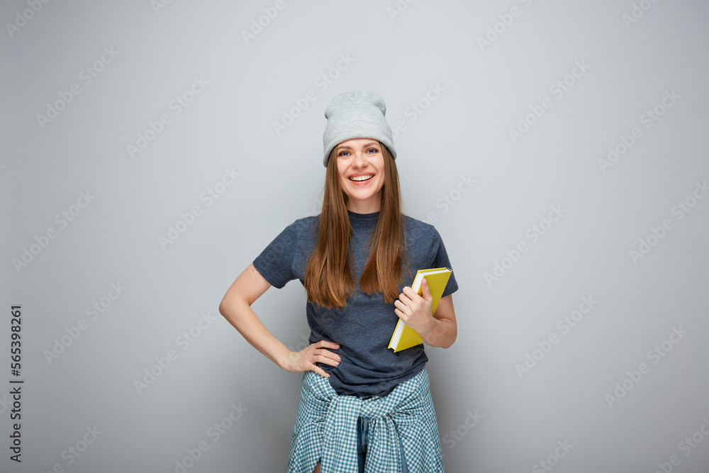 Student girl or modern school teacher isolated portrait.. Student girl or modern school teacher isolated portrait..