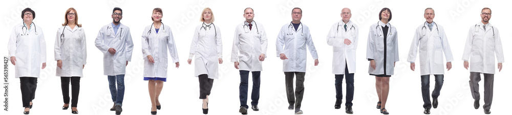 group of doctors in motion isolated on white group of doctors in motion isolated on white