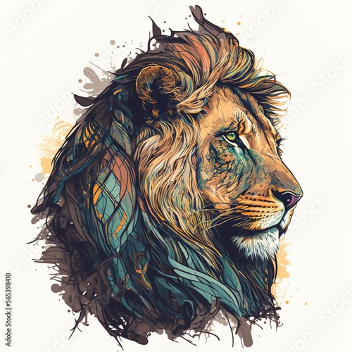 lion on white background color illustration