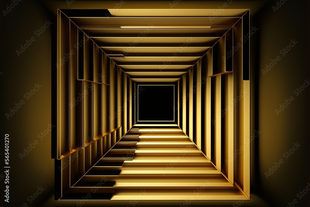 A golden square lines shape background, generative AI. A golden square lines shape background, generative AI.