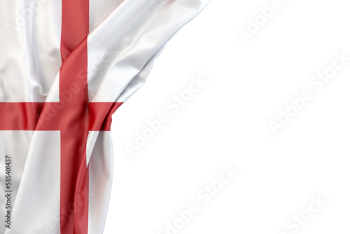 Flag of England in the corner on white background. 3D illustration. Isolated