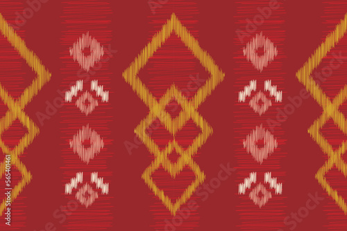 Ethnic Ikat fabric pattern geometric style.African Ikat embroidery Ethnic oriental pattern crimson red background. Abstract,vector,illustration. use for texture,clothing,wrapping,decoration,carpet.