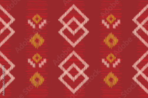Ethnic Ikat fabric pattern geometric style.African Ikat embroidery Ethnic oriental pattern crimson red background. Abstract,vector,illustration. use for texture,clothing,wrapping,decoration,carpet.