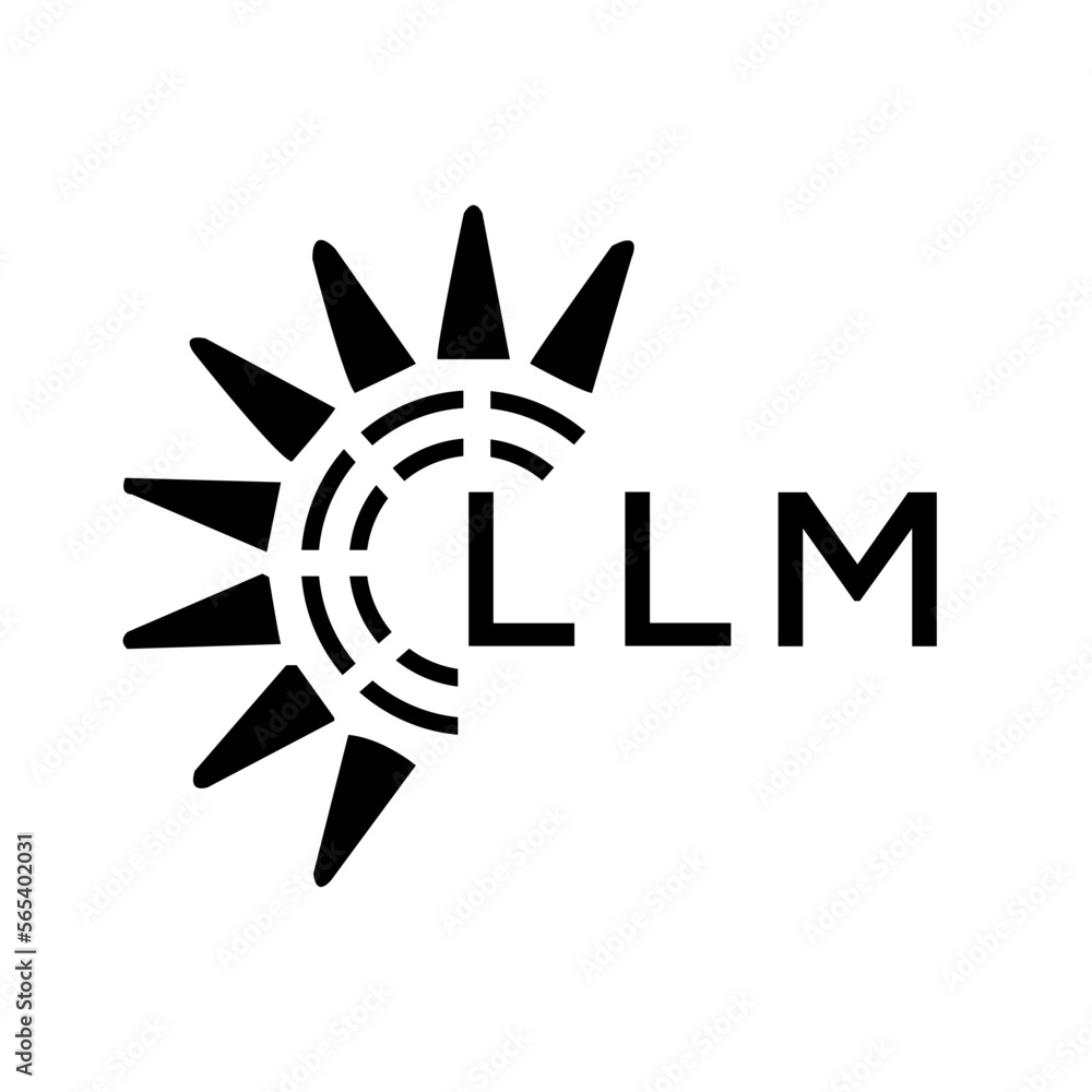 LLM letter logo. LLM image on white background and black letter. LLM ...