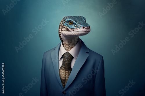 Portrait of a Snake dressed in a formal business suit