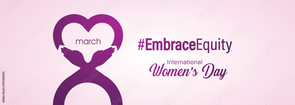 International Women's Day 2023, campaign theme: #EmbraceEquity. Women's Day vector illustration. Give equity a huge embrace.